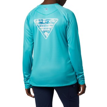 Columbia Ženske Majice S Kapuljačom - Tidal PFG Printed Triangle Long Sleeve Plave | PQBD-71396